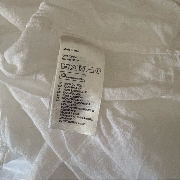 H&M CONSCIOUS Collection sz 8 High Low Shirt Fishtail White 3/4 Sleeve - Picture 11 of 12